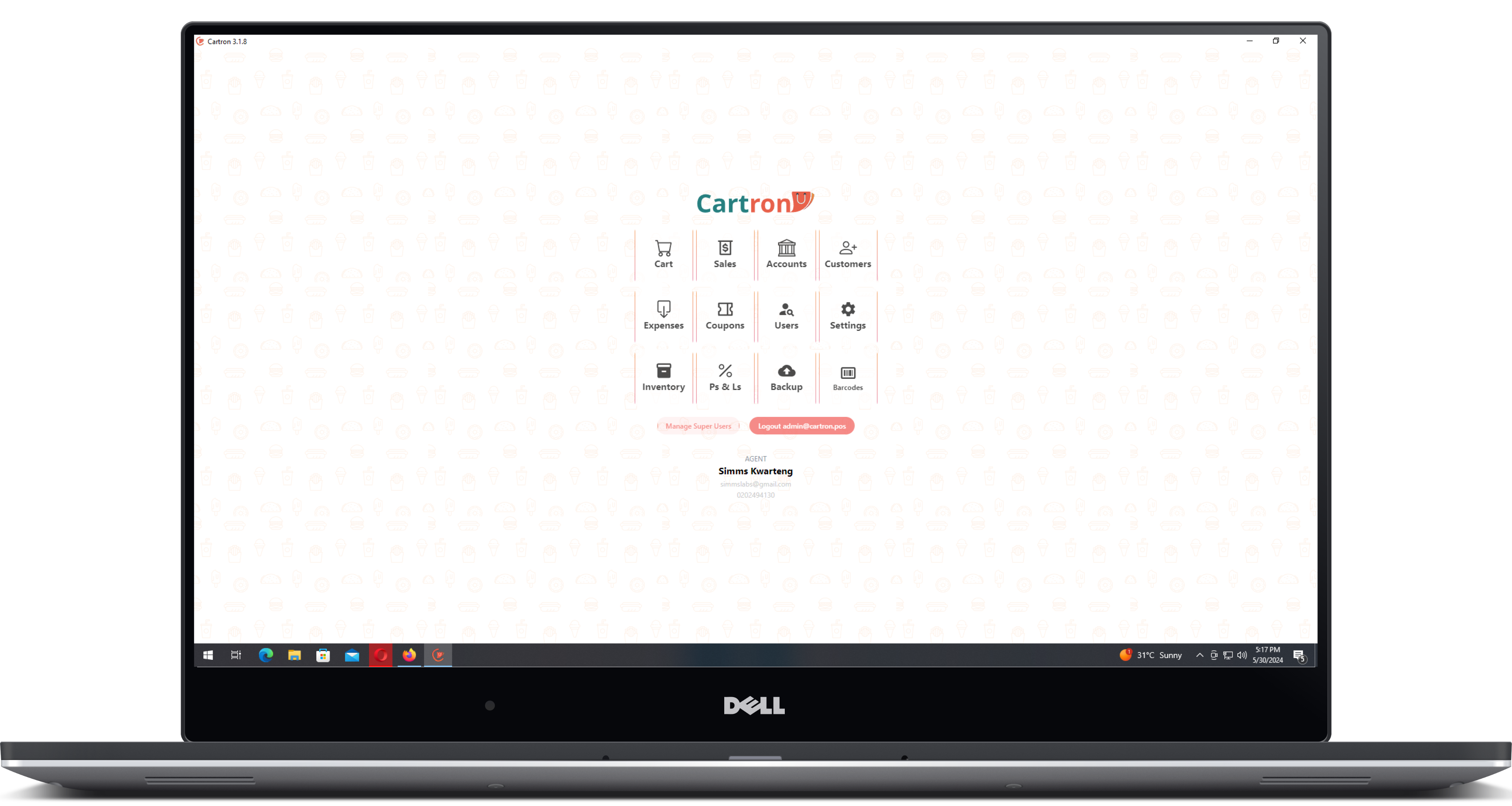 Cartron Dashboard on Laptop